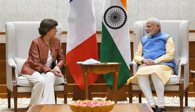 فرانسیسی وزیر خارجہ کی وزیر اعظم ہند سے ملاقات