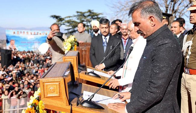 سکھویندر سکھو کی بطور وزیراعلیٰ ہماچل پردیش تاجپوشی