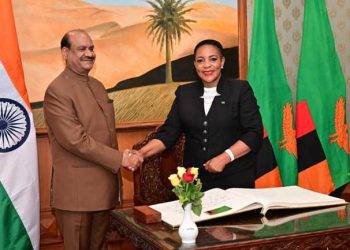 زامبیا کی قومی اسمبلی کی اسپیکر کی لوک سبھا کے اسپیکر سے ملاقات