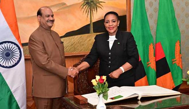 زامبیا کی قومی اسمبلی کی اسپیکر کی لوک سبھا کے اسپیکر سے ملاقات