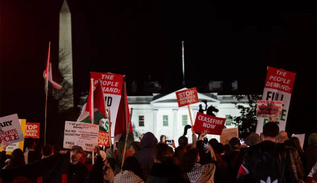فلسطین کی حمایت میں واشنگٹن سمیت کئی ممالک میں مظاہرے